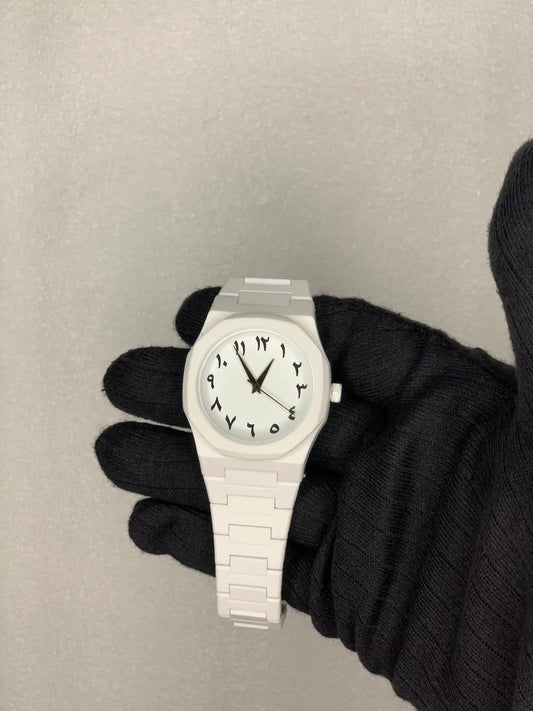 Arabic Aura White Dial Minimalist Watch for Men