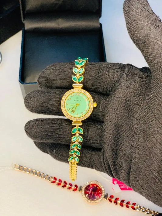 Emerald Leaf Bracelet Watch